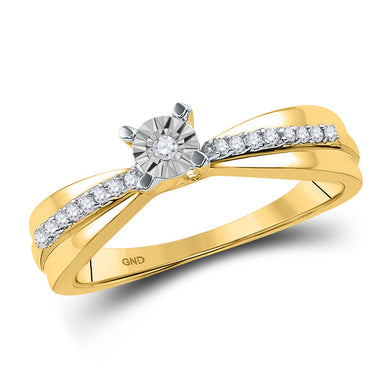 10kt Yellow Gold Womens Round Diamond Solitaire Bridal Wedding Engagement Ring 1/5 Cttw