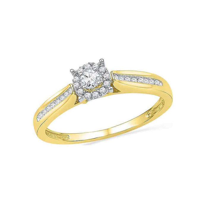 10kt Yellow Gold Round Diamond Solitaire Bridal Wedding Engagement Ring 1/6 Cttw
