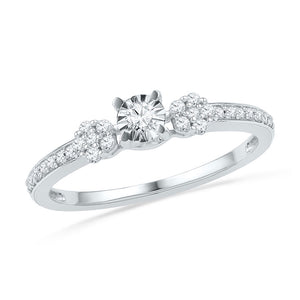 10kt White Gold Womens Round Diamond Solitaire Promise Ring 1/4 Cttw