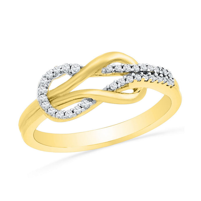 10kt Yellow Gold Womens Round Diamond Double Lasso Infinity Ring 1/6 Cttw