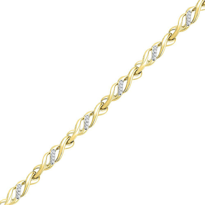 10kt Yellow Gold Womens Round Diamond Infinity Bracelet 1/6 Cttw