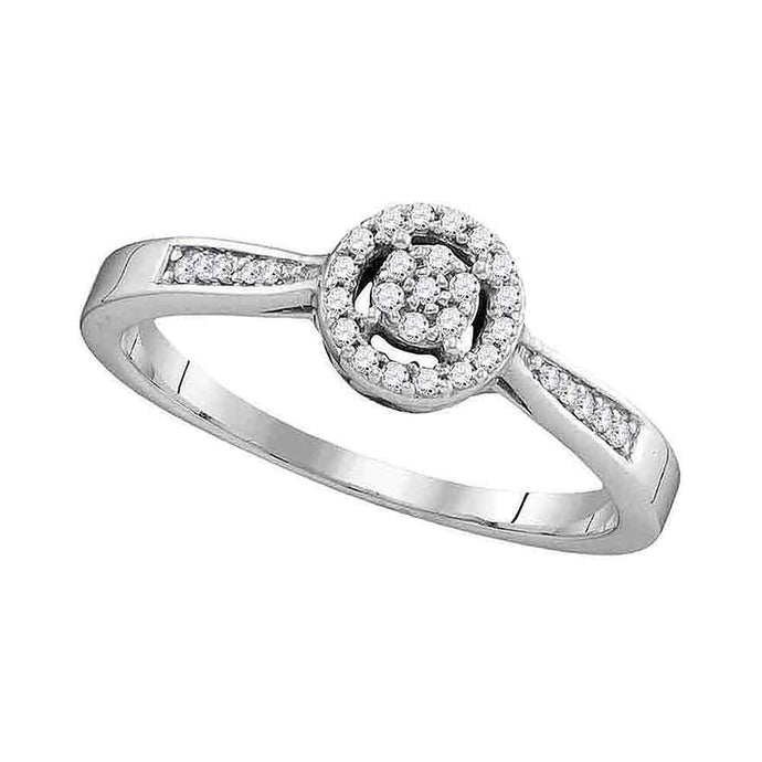 10kt White Gold Round Diamond Cluster Bridal Wedding Engagement Ring 1/8 Cttw