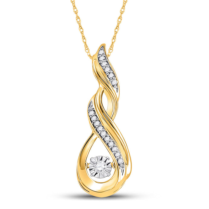 10kt Yellow Gold Womens Round Diamond Moving Twinkle Fashion Pendant 1/10 Cttw