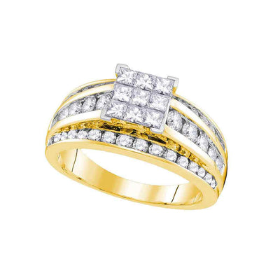14kt Yellow Gold Womens Princess Diamond Square Solitaire Ring 1-1/2 Cttw