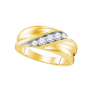 10kt Yellow Gold Mens Round Diamond Wedding Diagonal Band Ring 1/2 Cttw
