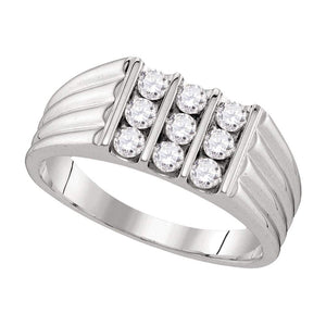 10kt White Gold Mens Round Diamond Wedding Band Ring 3/4 Cttw