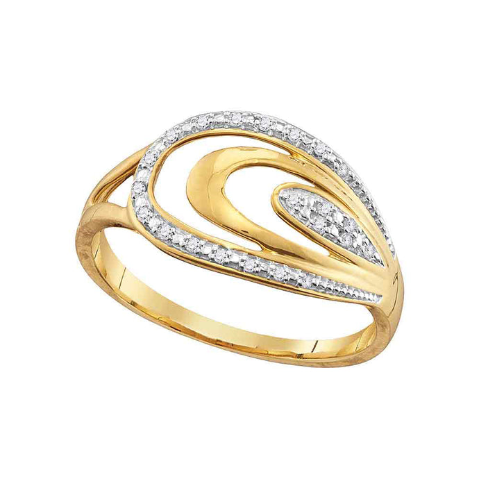 10kt Yellow Gold Womens Round Diamond Oval Fashion Ring 1/20 Cttw