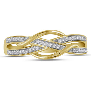 10kt Yellow Gold Womens Round Diamond Woven Band Ring 1/10 Cttw