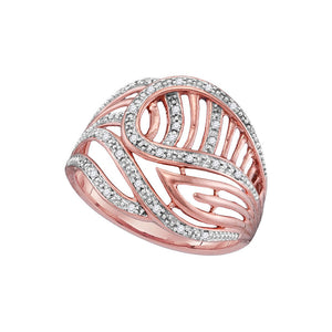 10kt Rose Gold Womens Round Diamond Open-work Cocktail Ring 1/10 Cttw