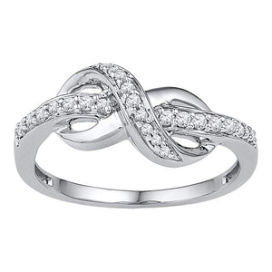 10kt White Gold Womens Round Diamond Knot Infinity Ring 1/6 Cttw