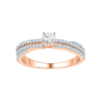 10kt Rose Gold Round Diamond Solitaire Bridal Wedding Engagement Ring 1/2 Cttw