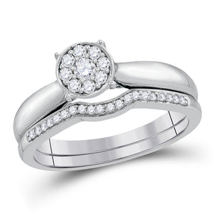 10kt White Gold Round Diamond Bridal Wedding Ring Band Set 1/4 Cttw
