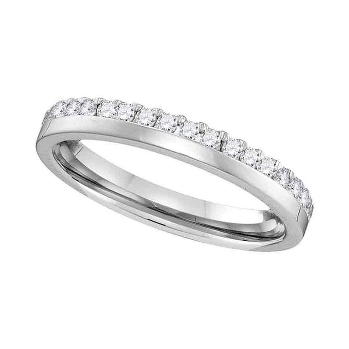 14kt White Gold Womens Round Diamond Wedding Band Ring 1/5 Cttw