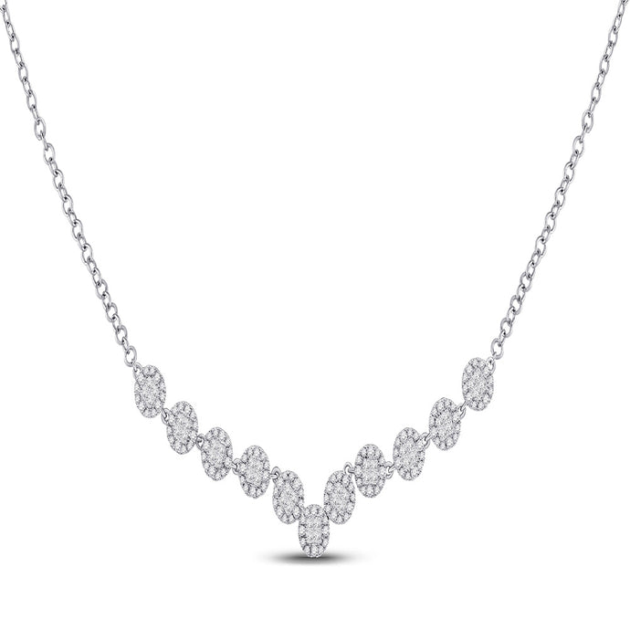 14kt White Gold Womens Princess Diamond Fashion Cocktail Necklace 1-7/8 Cttw