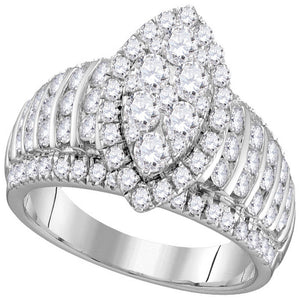 10kt White Gold Womens Round Diamond Oval Cluster Ring 1-7/8 Cttw