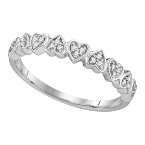 10kt White Gold Womens Round Diamond Heart Ring 1/10 Cttw