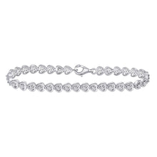 Load image into Gallery viewer, Sterling Silver Womens Round Diamond Heart Tennis Bracelet 1/6 Cttw
