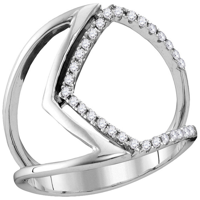 10kt White Gold Womens Round Diamond Negative Space Fashion Ring 1/6 Cttw