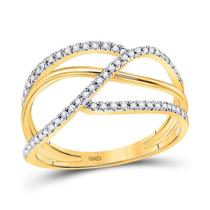 10kt Yellow Gold Womens Round Diamond Open Strand Negative Space Band Ring 1/5 Cttw