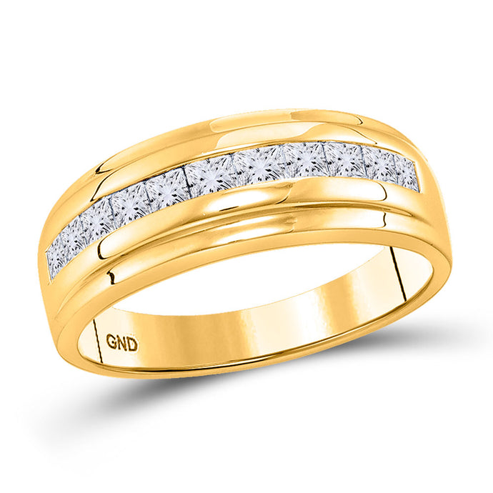 10kt Yellow Gold Mens Princess Diamond Wedding Band Ring 1 Cttw