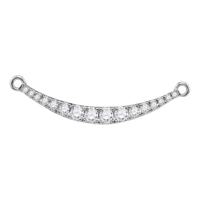 10kt White Gold Womens Round Diamond Curved Bar Pendant Necklace 1/2 Cttw