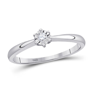 10kt White Gold Round Diamond Solitaire Bridal Wedding Engagement Ring 1/12 Cttw
