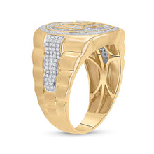 Load image into Gallery viewer, 10kt Yellow Gold Mens Round Diamond Allah Islam Circle Ring 3/4 Cttw
