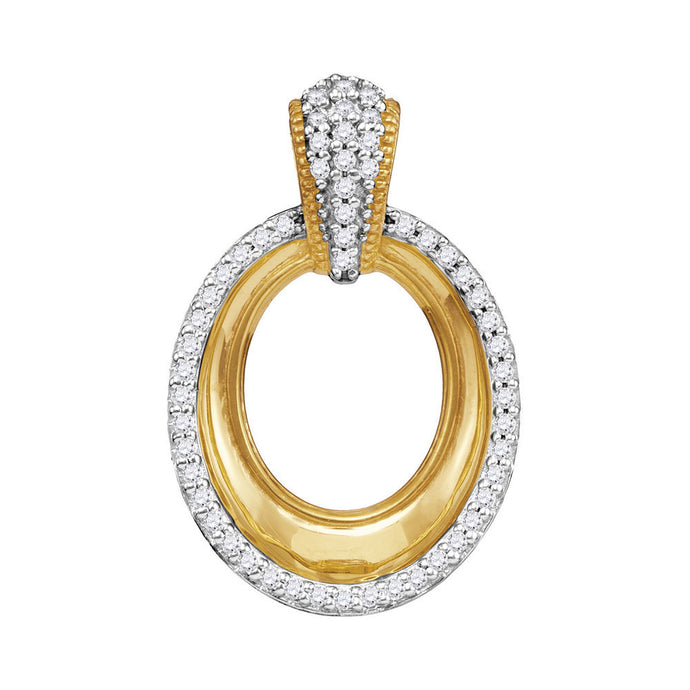 10kt Yellow Gold Womens Round Diamond Framed Outline Oval Pendant 1/6 Cttw