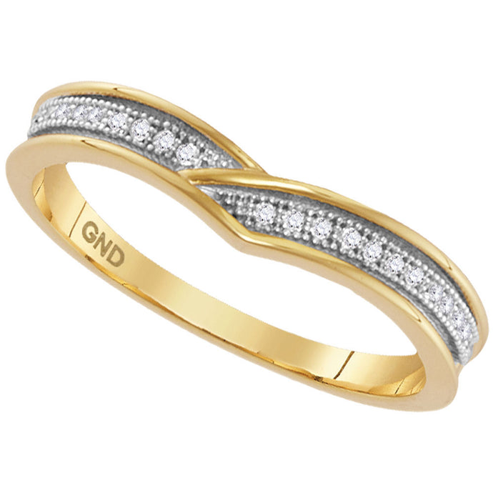 10kt Yellow Gold Womens Round Diamond Band Ring 1/20 Cttw