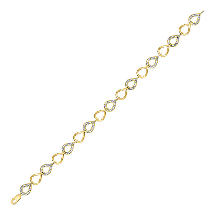 10kt Yellow Gold Womens Round Diamond Link Fashion Bracelet 1/2 Cttw
