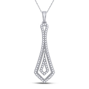 10kt White Gold Womens Round Diamond Geometric Fashion Pendant 1/4 Cttw