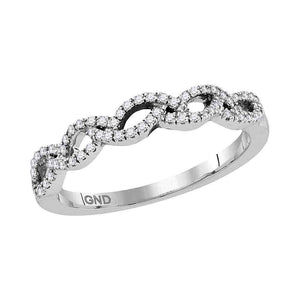 10kt White Gold Womens Round Diamond Woven Band Ring 1/5 Cttw