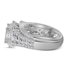 Load image into Gallery viewer, 14kt White Gold Princess Diamond Bridal Wedding Ring Band Set 1-1/2 Cttw
