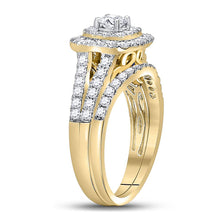 Load image into Gallery viewer, 14kt Yellow Gold Round Diamond Halo Bridal Wedding Ring Band Set 1-1/4 Cttw
