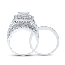 Load image into Gallery viewer, 14kt White Gold Princess Diamond Square Bridal Wedding Ring Band Set 4 Cttw
