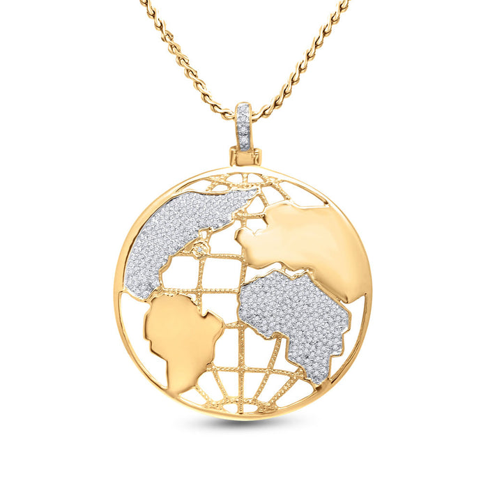 10kt Yellow Gold Mens Round Diamond World Globe Charm Pendant 5/8 Cttw