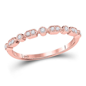 10kt Rose Gold Womens Round Diamond Stackable Band Ring 1/8 Cttw