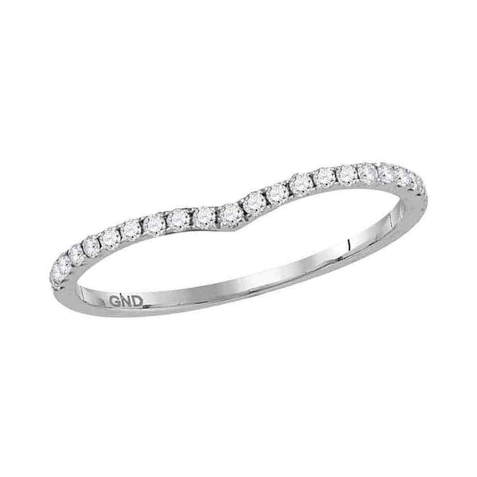 10kt White Gold Womens Round Diamond Chevron Stackable Band Ring 1/6 Cttw
