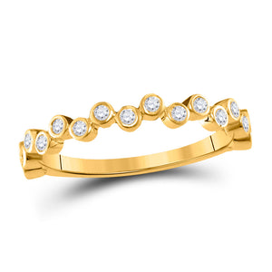 10kt Yellow Gold Womens Round Diamond Stackable Band Ring 1/4 Cttw