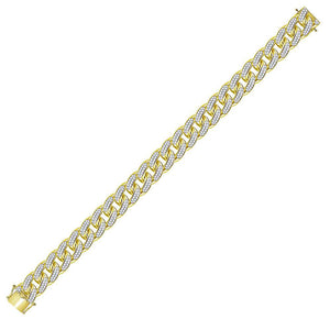 10kt Yellow Gold Mens Round Diamond Cuban Link Bracelet 7 Cttw