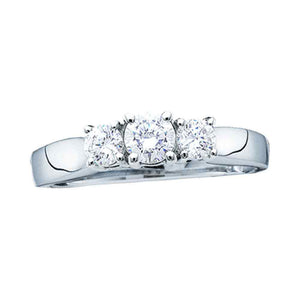 14kt Yellow Gold Round Diamond 3-stone Bridal Wedding Engagement Ring 3/4 Cttw