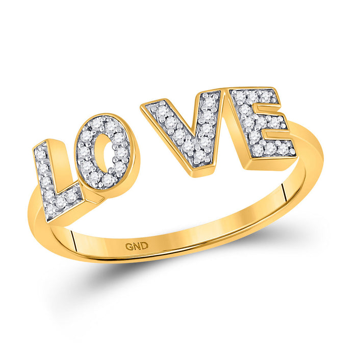 10kt Yellow Gold Womens Round Diamond Bisected Love Fashion Ring 1/10 Cttw