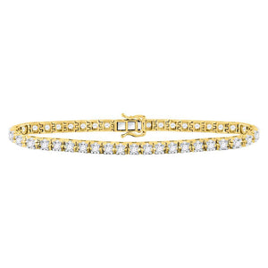 10kt Yellow Gold Womens Round Diamond Studded Tennis Bracelet 6-3/4 Cttw