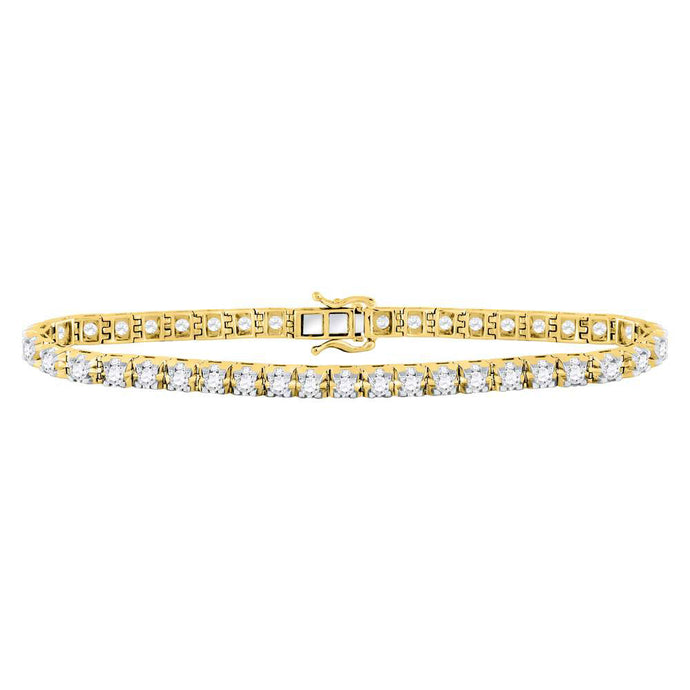 10kt Yellow Gold Womens Round Diamond Studded Tennis Bracelet 6-3/4 Cttw