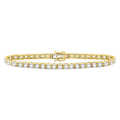 10kt Yellow Gold Womens Round Diamond Studded Tennis Bracelet 7 Cttw