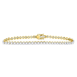 10kt Yellow Gold Mens Round Diamond Studded Tennis Bracelet 8 Cttw