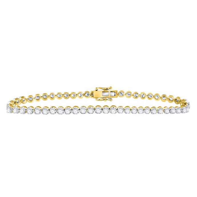 10kt Yellow Gold Mens Round Diamond Studded Tennis Bracelet 8 Cttw