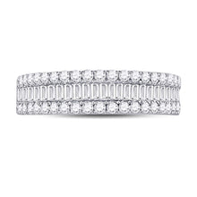 Load image into Gallery viewer, 14kt White Gold Womens Baguette Diamond Fashion Anniversary Ring 1 Cttw
