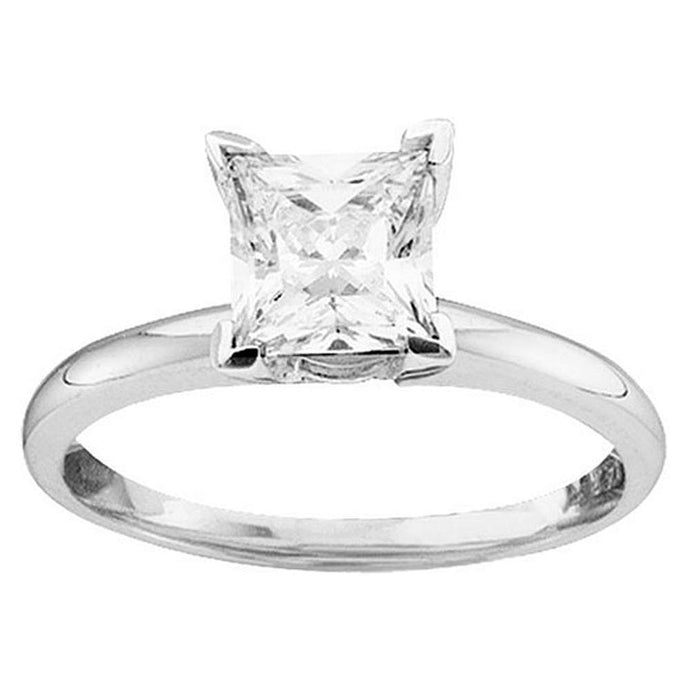 14kt White Gold Womens Princess Diamond Solitaire Bridal Wedding Engagement Ring 1/2 Cttw