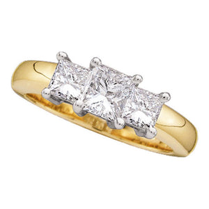 14kt Yellow Gold Princess Diamond 3-stone Bridal Wedding Engagement Ring 1/4 Cttw